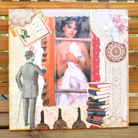 😀 HAND CRAFTED 11.5 ×11.5 inch collage wall art 'Bathsheba'